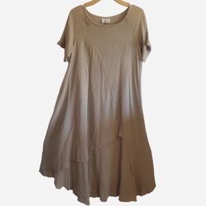 Dunes Relaxed Womens 100% cotton Cascade Maxi Dress Size S Lagenlook Artsy Beach